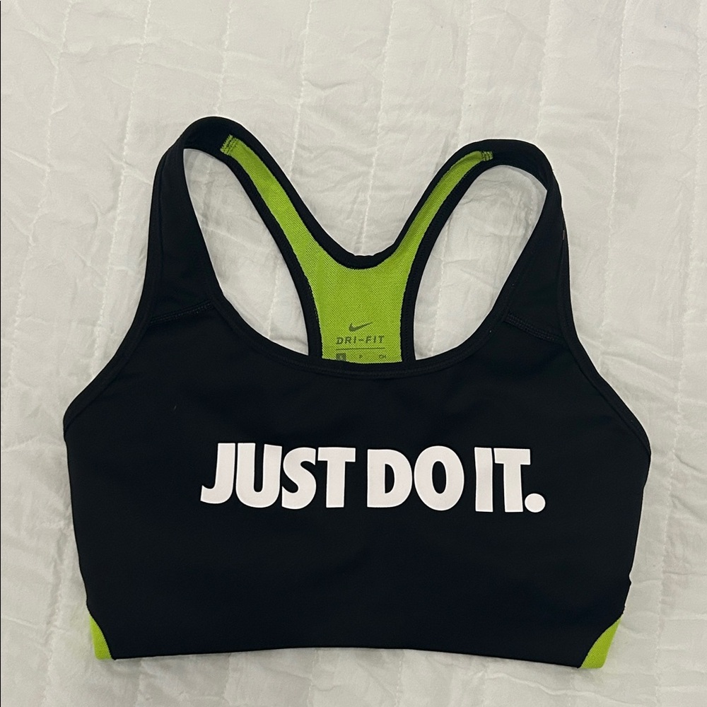 Nike Black Sports Bra with Green Accents